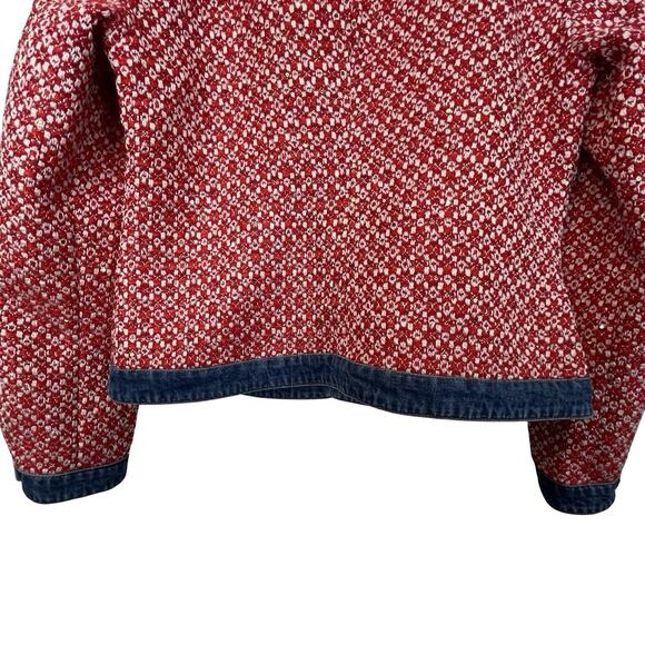 Boston Proper Jacket NWT Red Tweed Denim Trim Gold Chain Buttons Size 12 - Picture 15 of 15